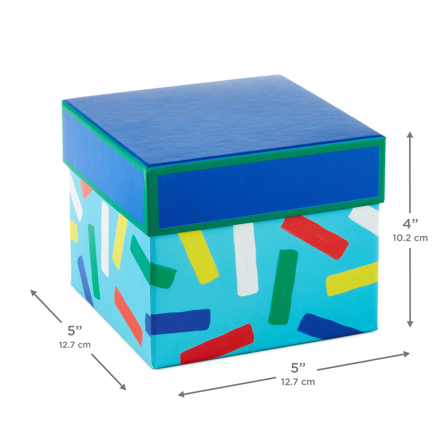 Colorful Confetti on Blue Medium Gift Box measurement image number 3