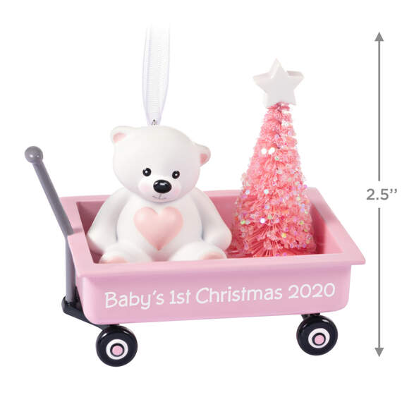 Baby Girl's First Christmas Pink Wagon 2020 Ornament, , large image number 3