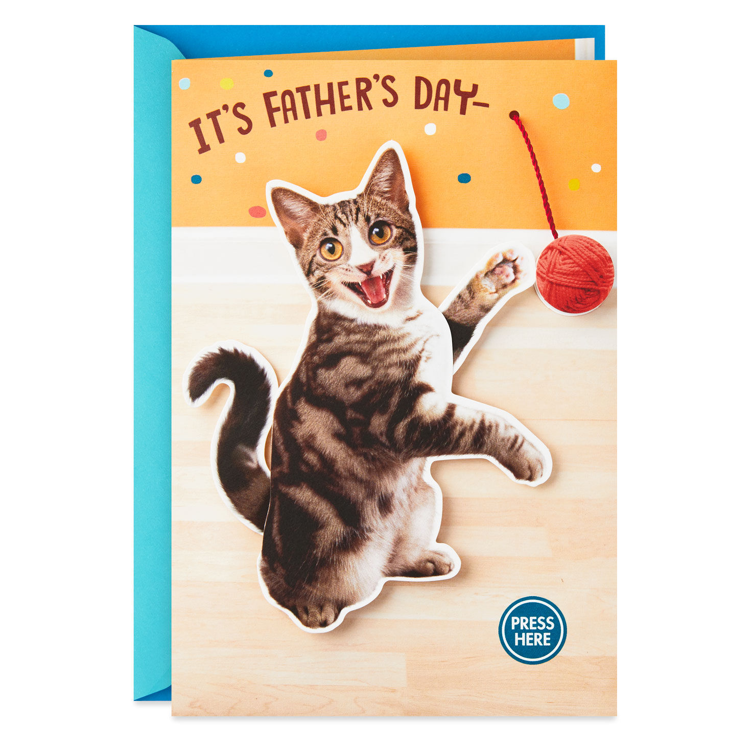 Cat Batting Yarn Funny Musical Father S Day Card With Motion