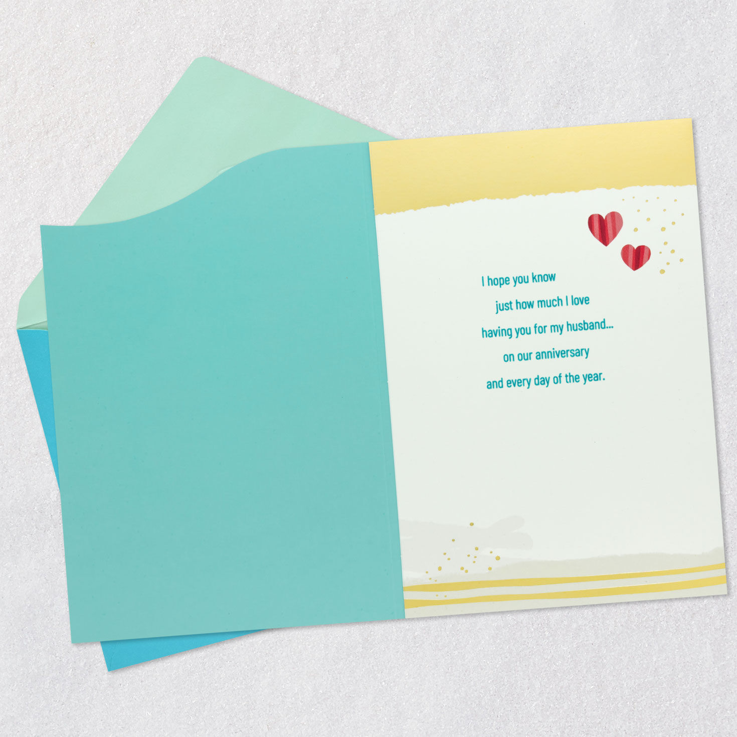 Colorful Hearts Anniversary Card for Husband Open card with envelope image number 3