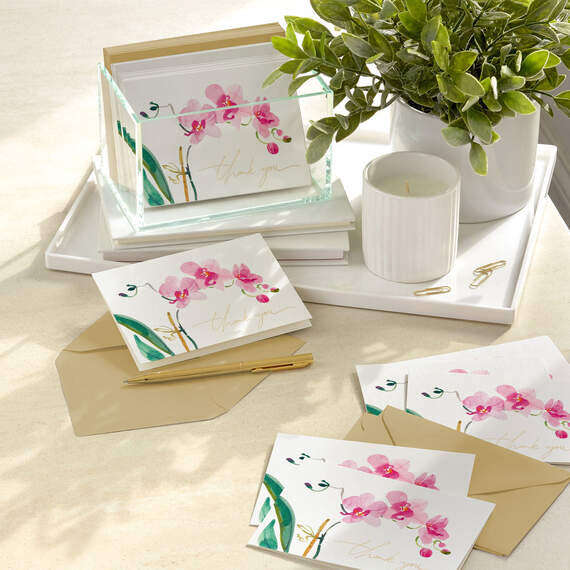 Pink Orchids Boxed Blank Thank-You Notes, Pack of 20, , large image number 7