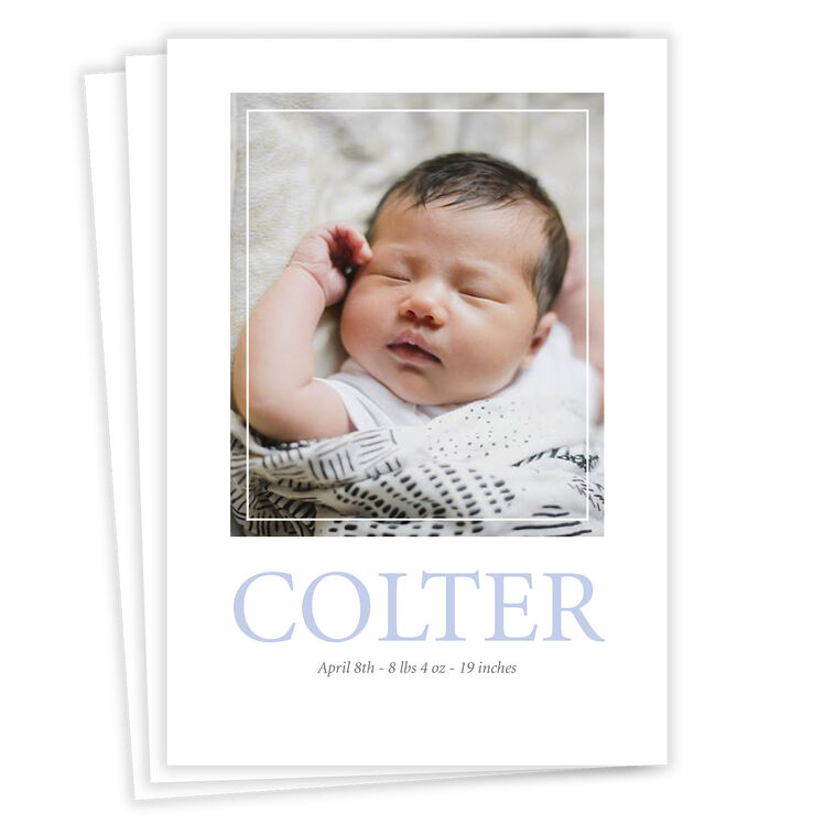 Square Frame Blue Birth Announcement