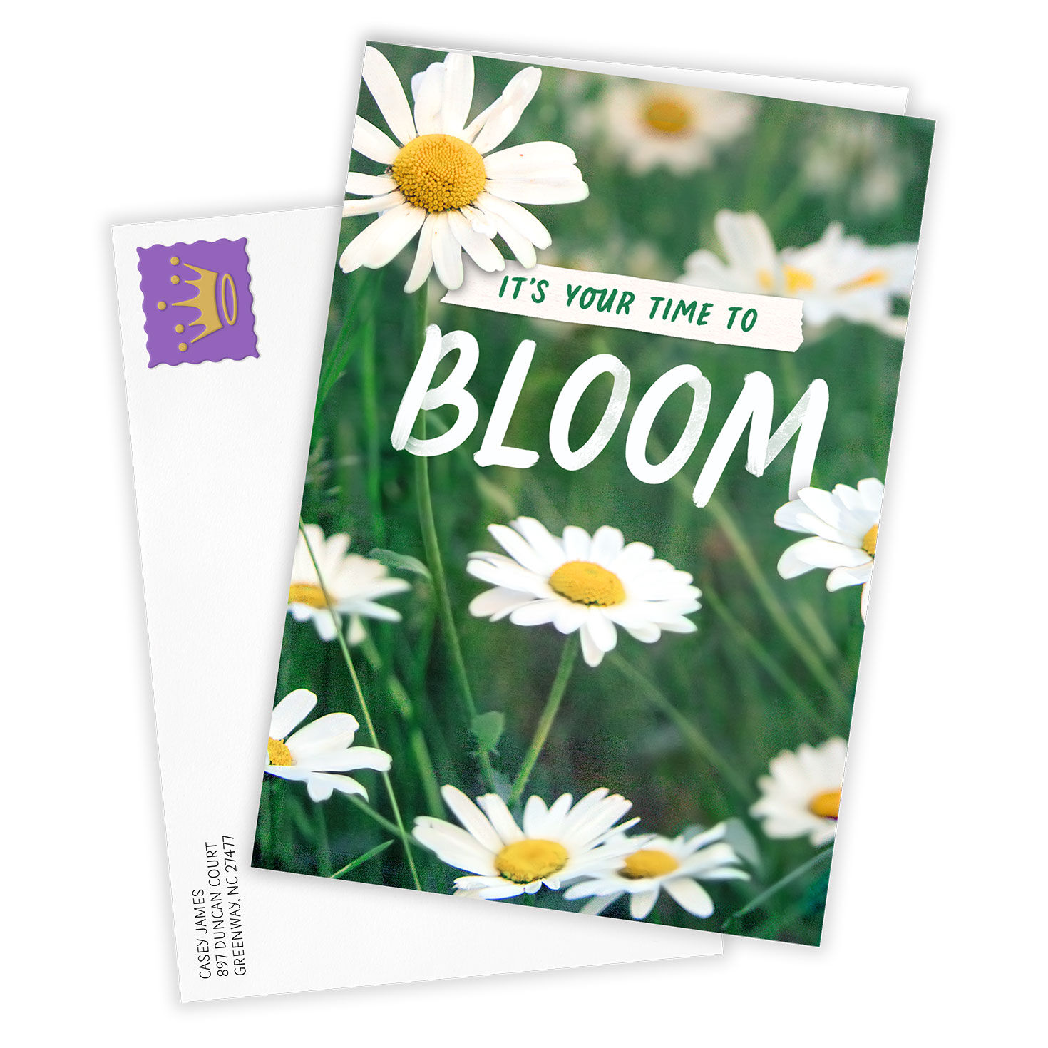 White Daisies Personalized Encouragement Card Card Front with Envelope image number 2