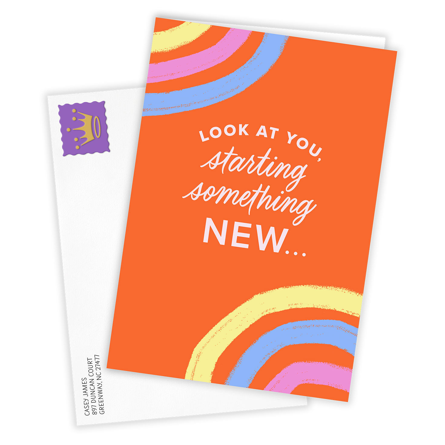 Circles on Orange Personalized Congrats Card Card Front with Envelope image number 2