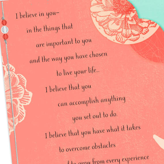 I Believe in You Orange Floral Encouragement Card, , large image number 4