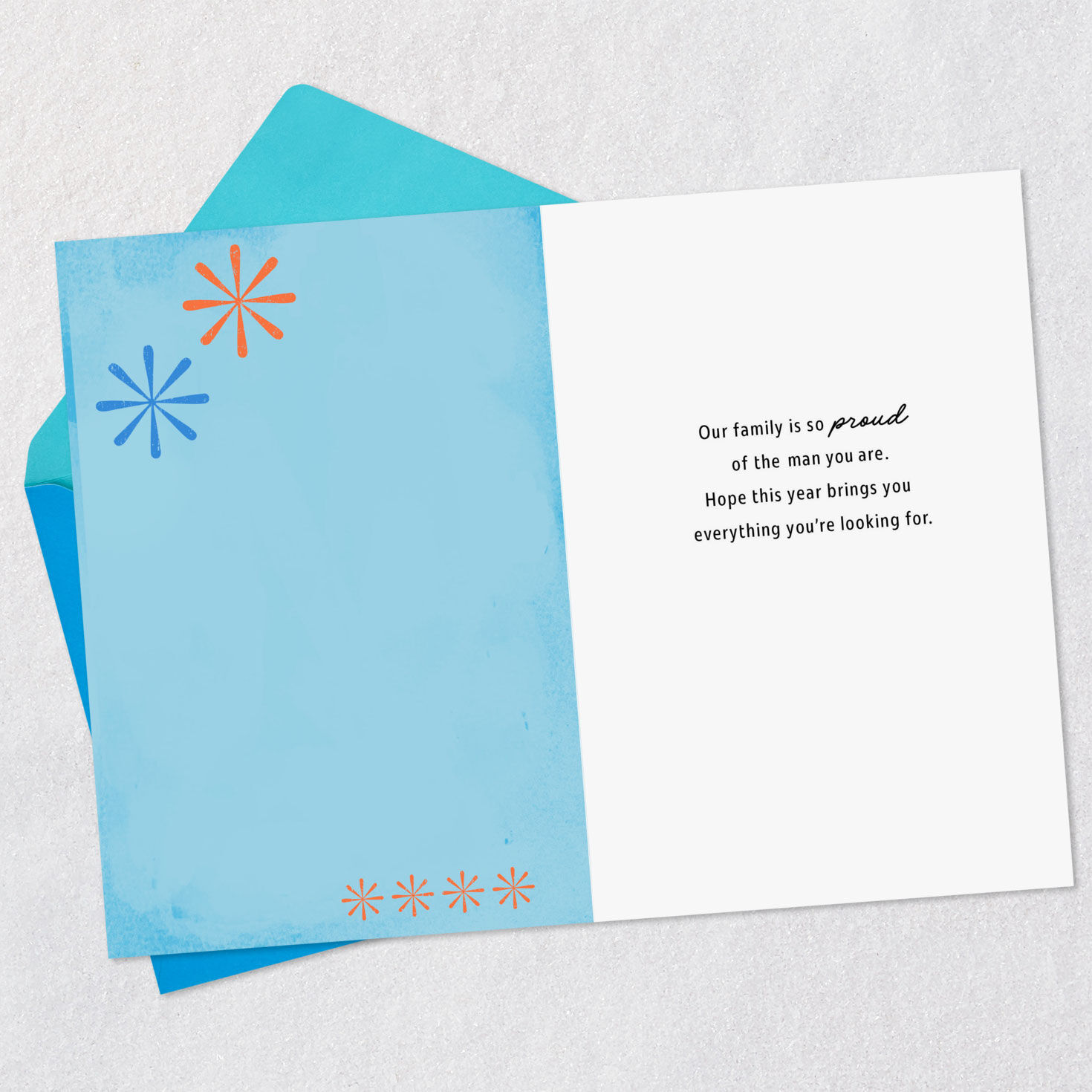 Retro Starbursts Birthday Card for Great-Grandson Open card with envelope image number 3