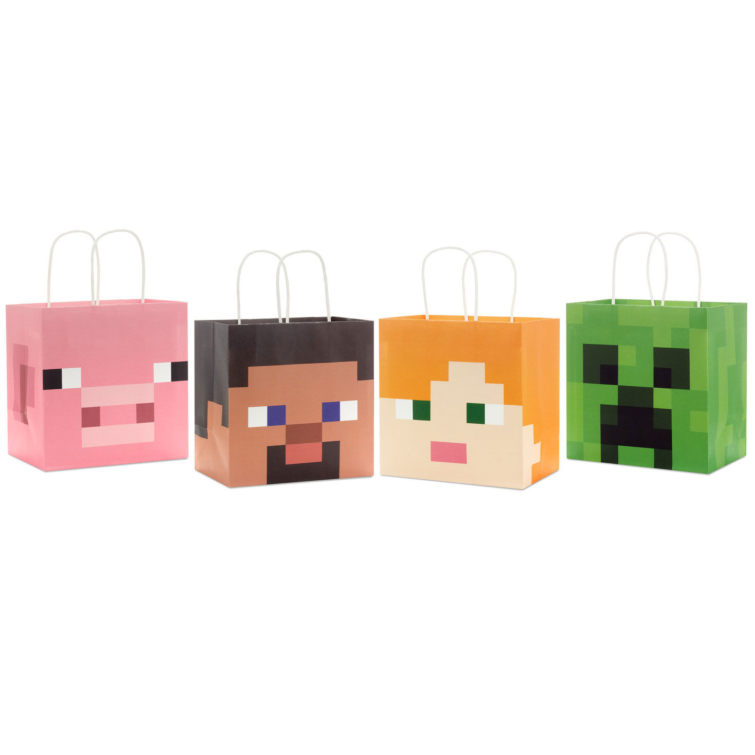 6.5" Minecraft 4-Pack Assorted Small Square Gift Bags