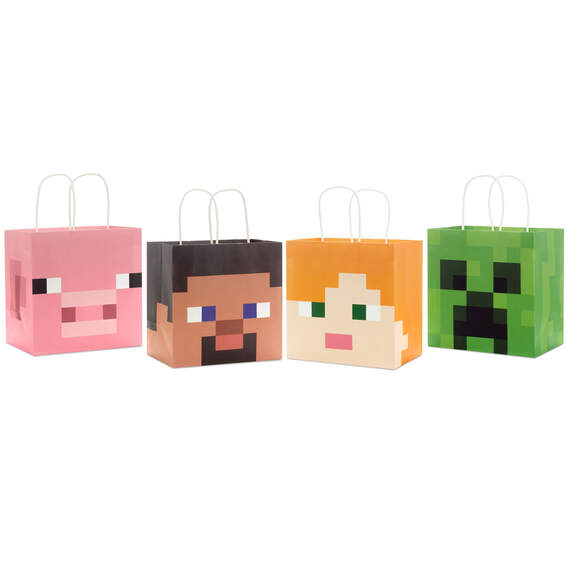 6.5" Minecraft 4-Pack Assorted Small Square Gift Bags, , large image number 1