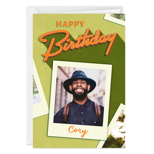 Retro Lettering Folded Birthday Photo Card, 