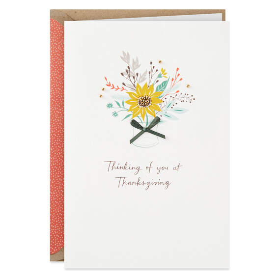 Thankful For You Fall Flowers Thanksgiving Card, , large image number 1