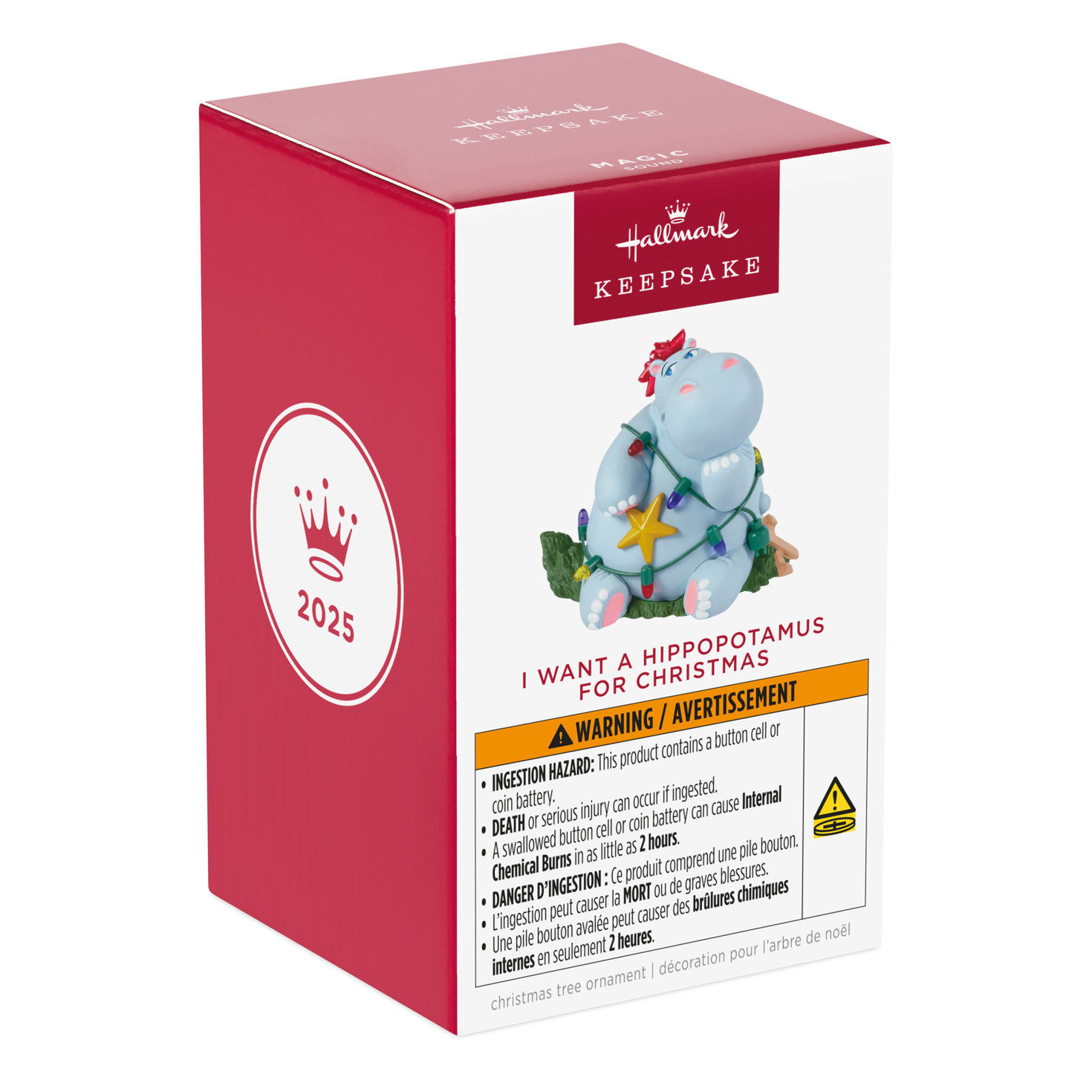 Hippo on Christmas Tree Keepsake Ornament Packaging Front image number 7