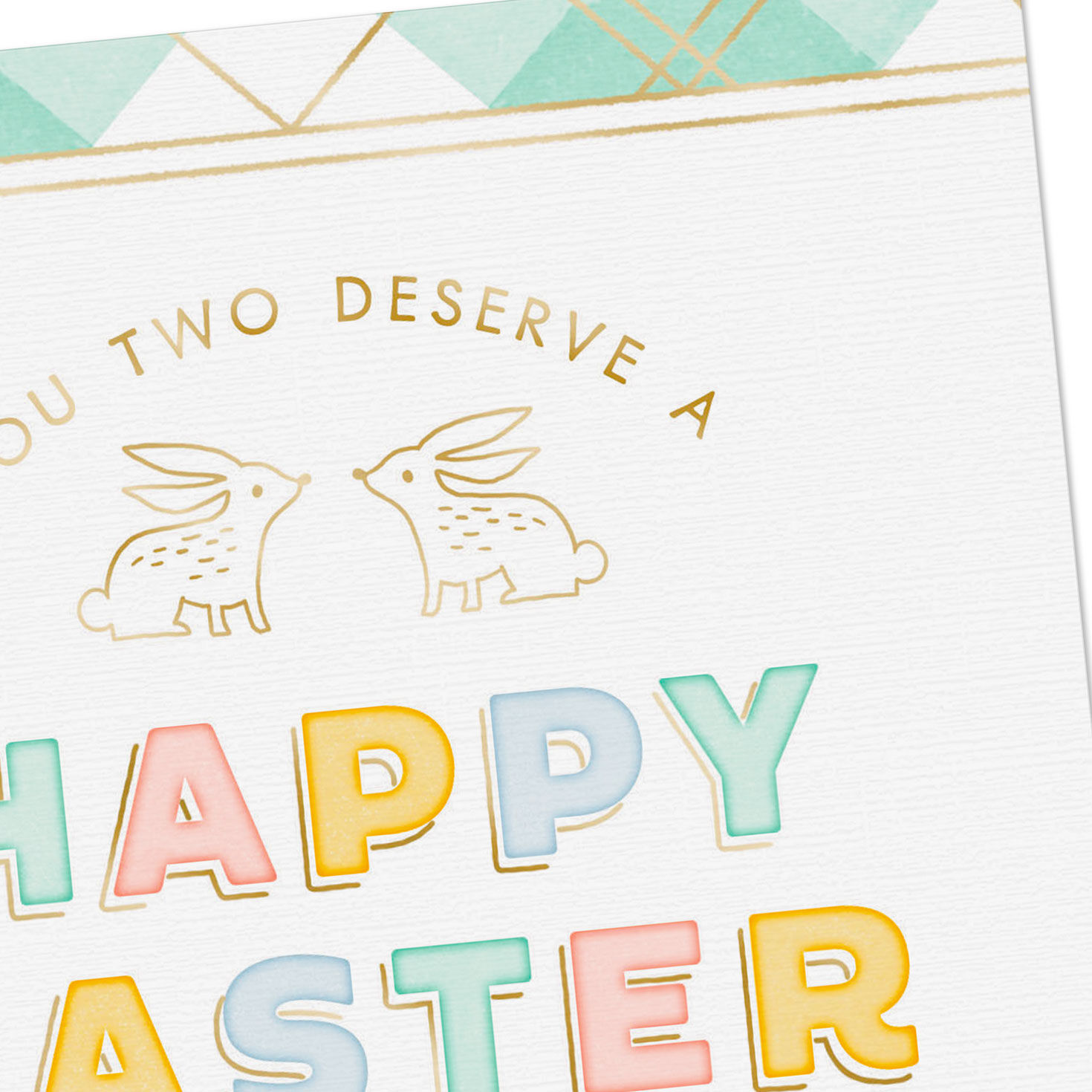 Two Bunnies and Green Plaid Easter Card for Couple Card Front Detail image number 4