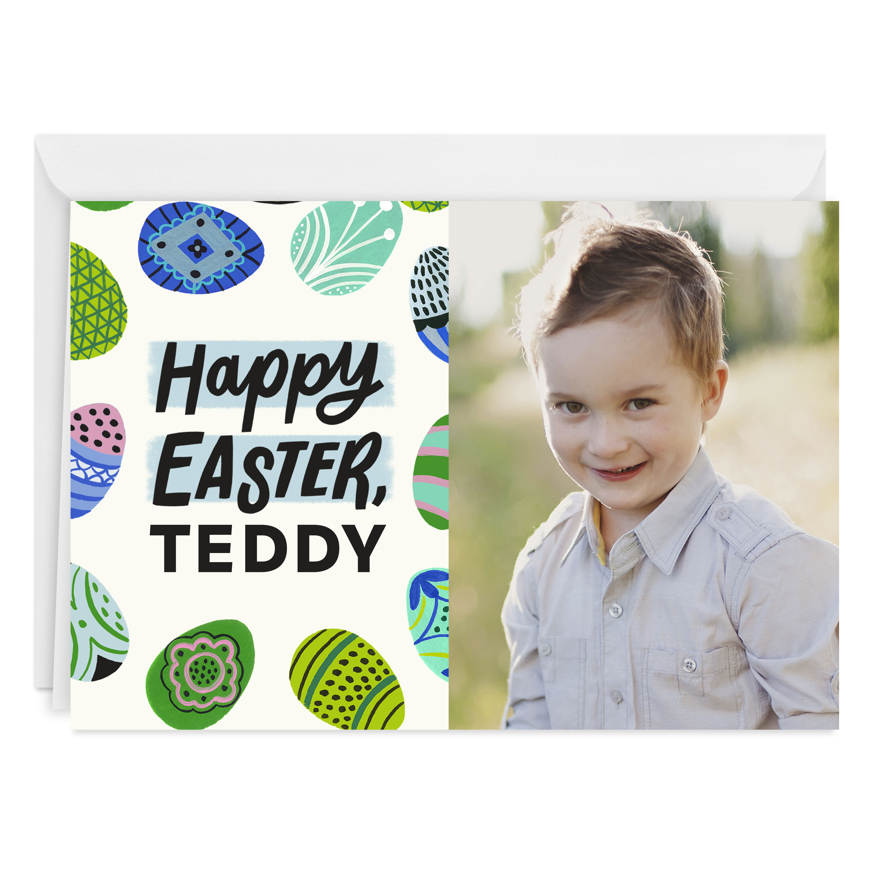 Colorful Eggs Custom Happy Easter Card