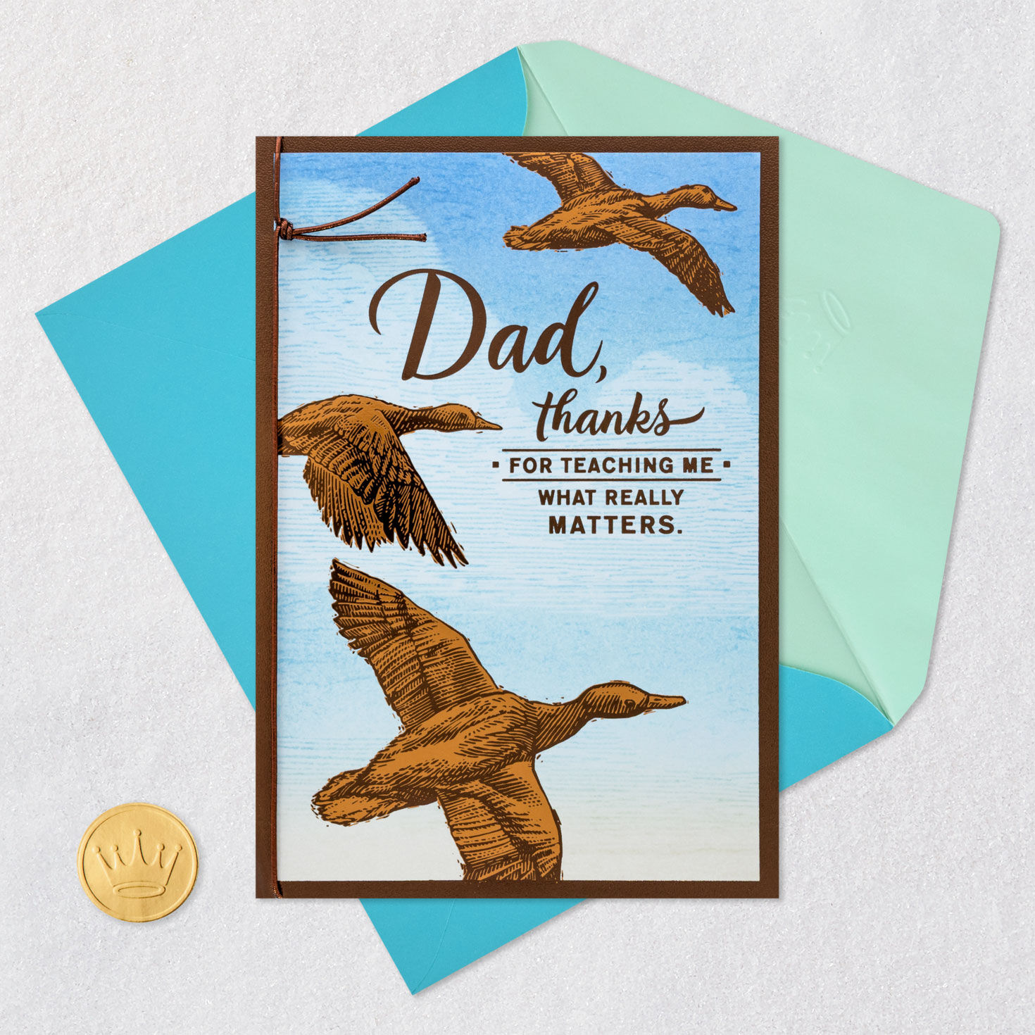 Ducks in Blue Sky Dad Father's Day Card Card Front with Envelope and Gold Seal image number 6