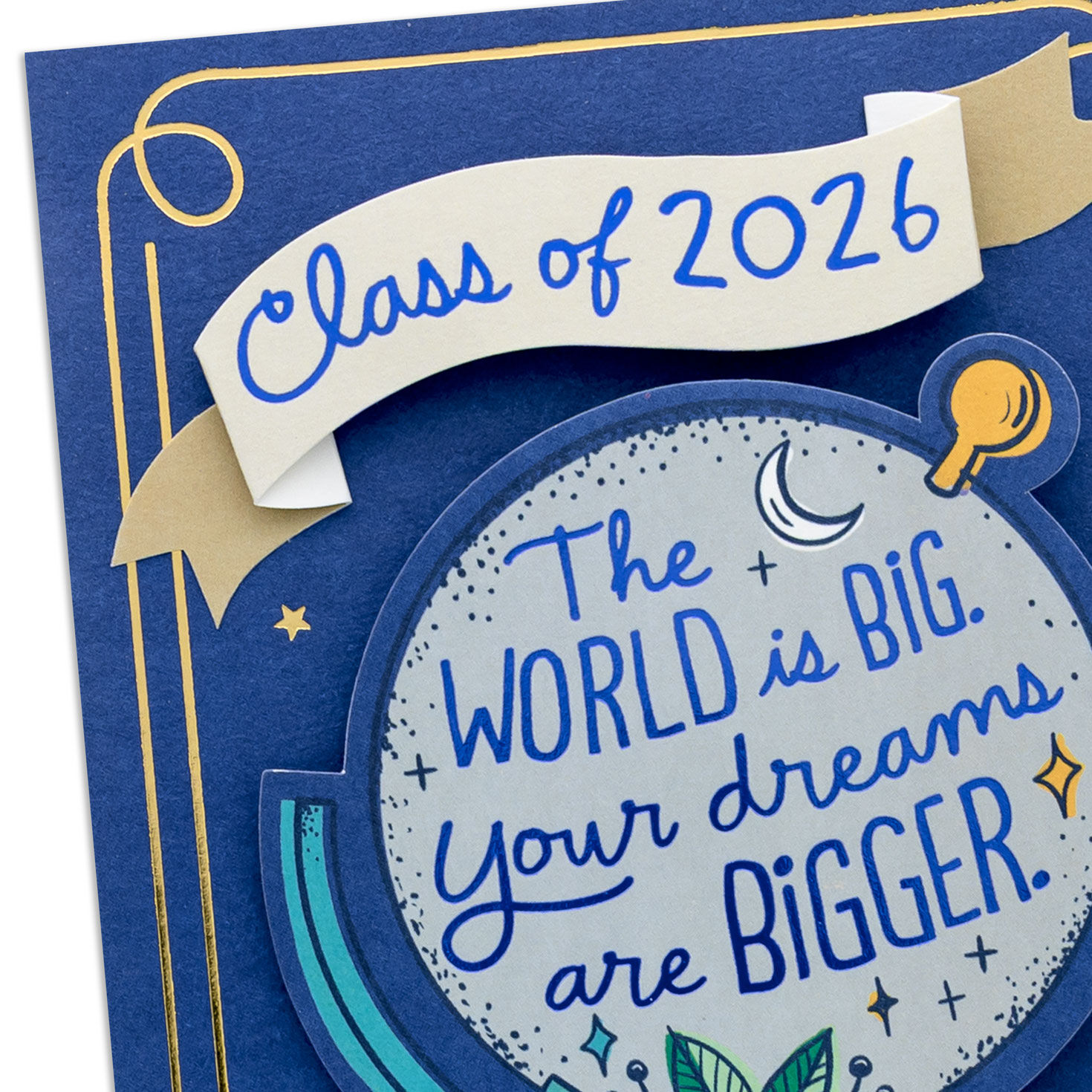 Blue Globe with Stars Money Holder Graduation Card Card Front Detail image number 5