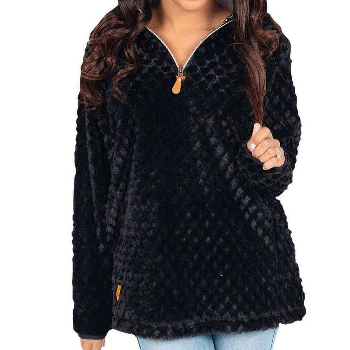 fuzzy pullover quarter zip