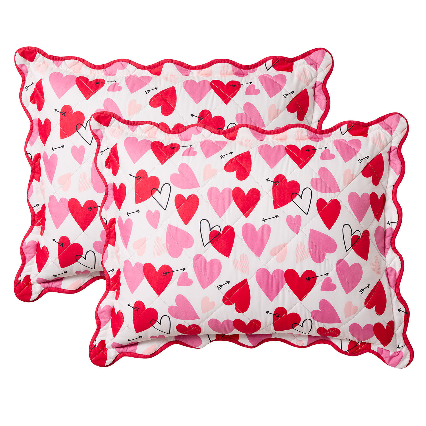 Hearts Print Reversible Quilt and Sham Set, , large image number 3