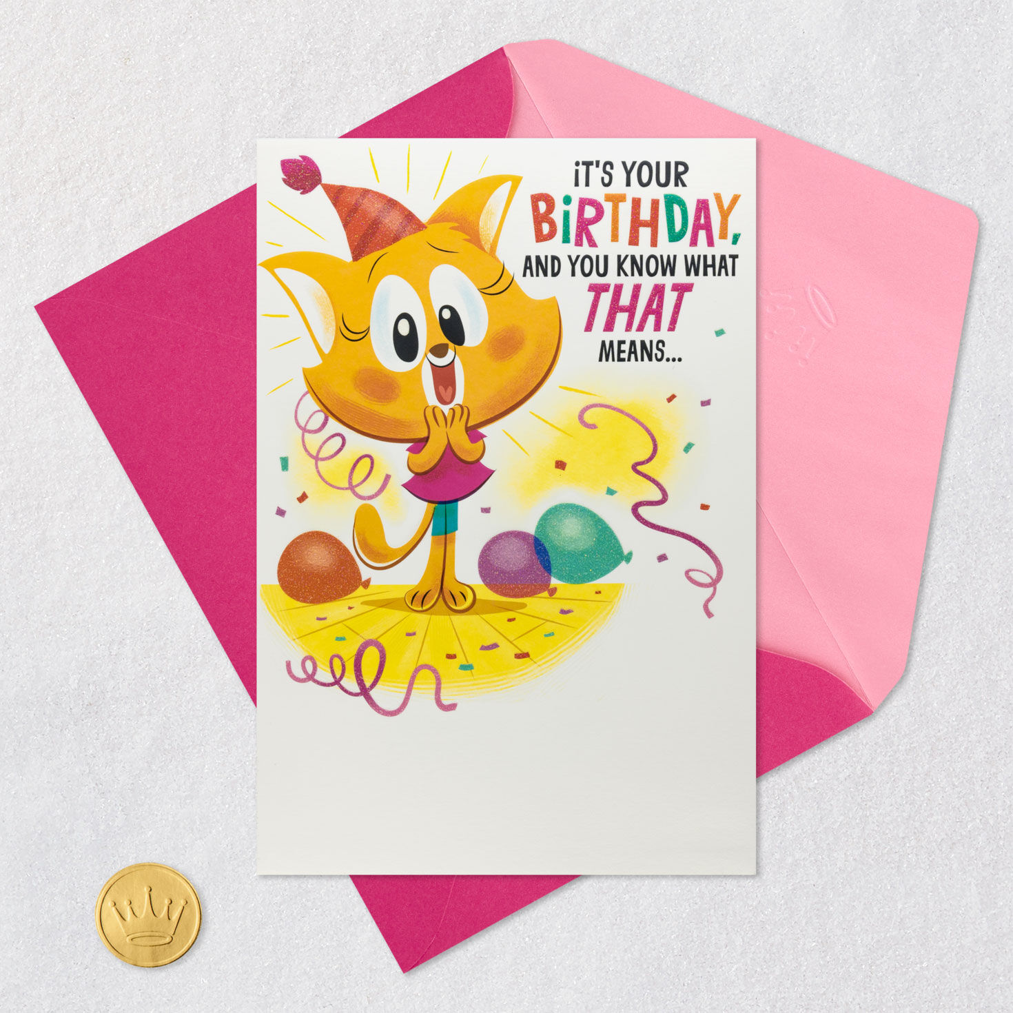 Dance Party Animals Musical Pop-Up Birthday Card for Kids Card Front with Envelope and Gold Seal image number 5