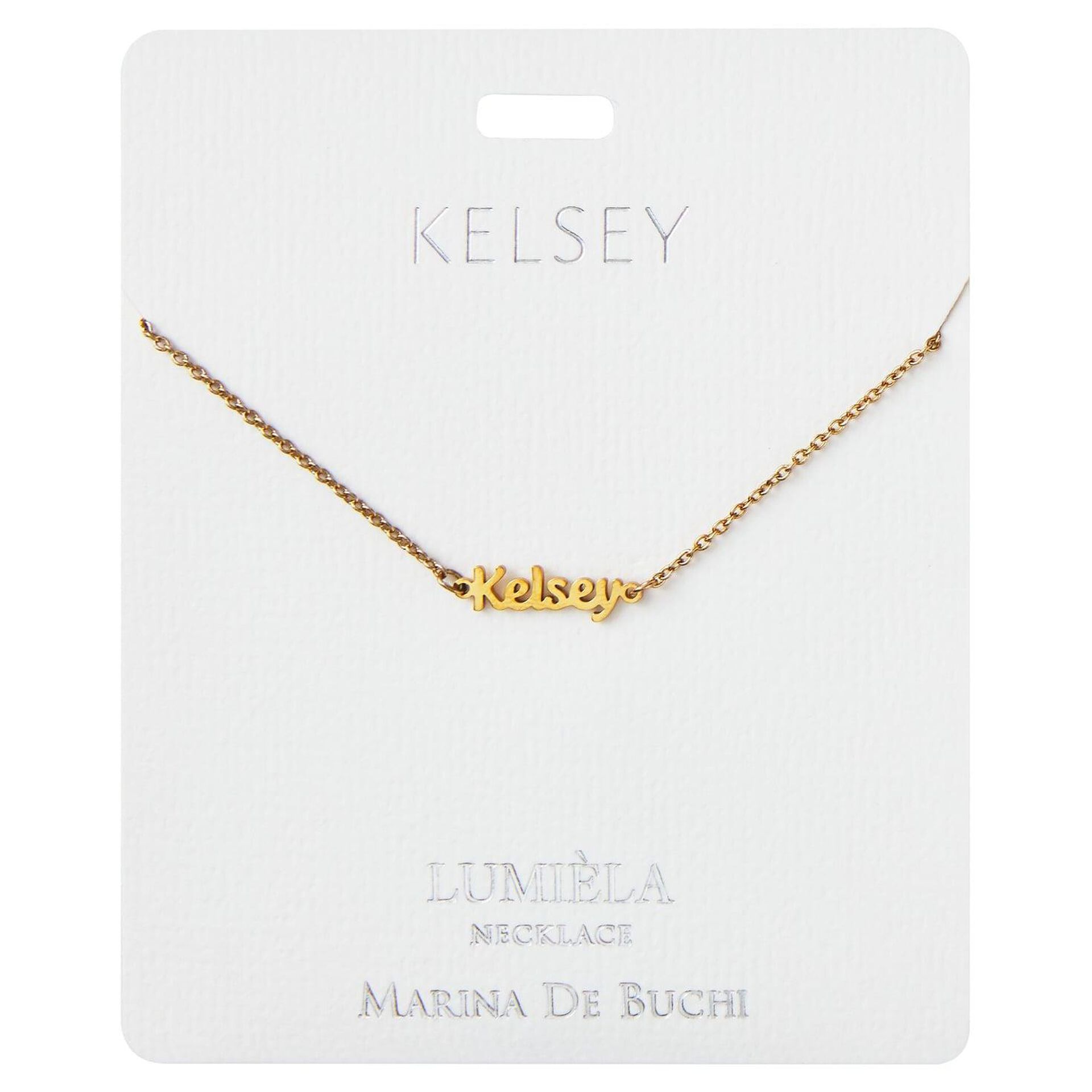 Lucia Name Necklace Valentines Birthday Christmas Gift for Her Gold Tone