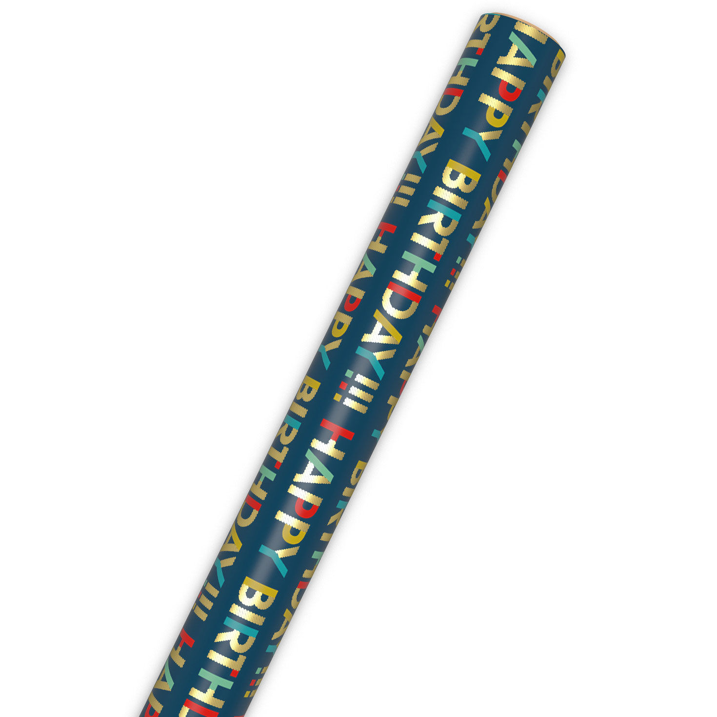 All-Caps Happy Birthday on Navy Wrapping Paper Roll, 20 sq. ft., , large image number 6