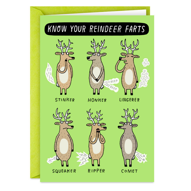 Reindeer Farts Funny Christmas Card