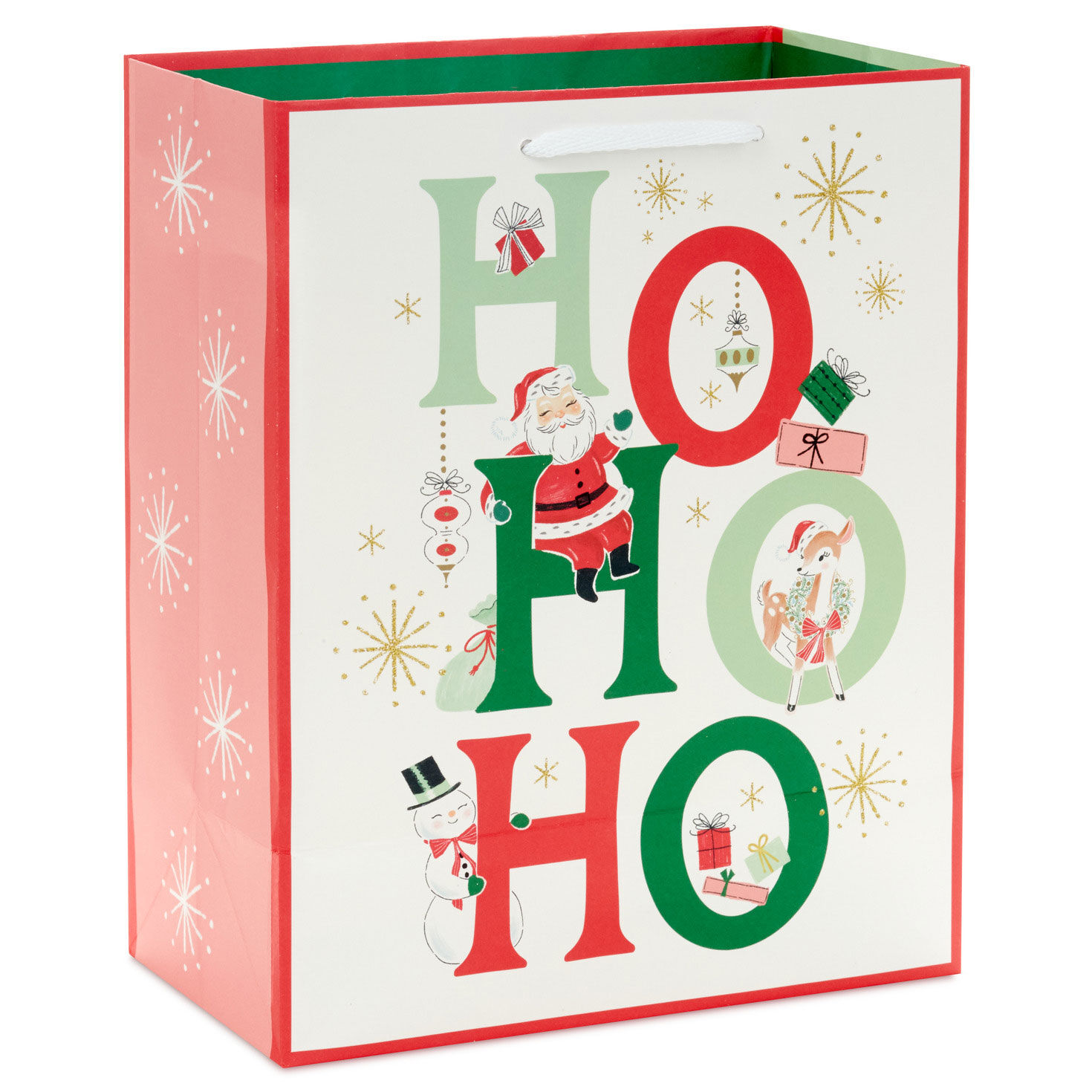 Vintage Santa Ho Ho Ho Medium Christmas Gift Bag back image number 6