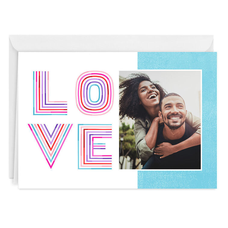 Personalized Rainbow Lettering Love Photo Card