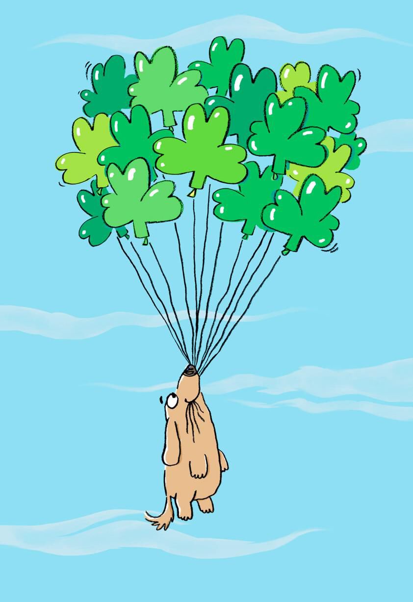 Dog With Balloons St. Patrick's Day Birthday Card
