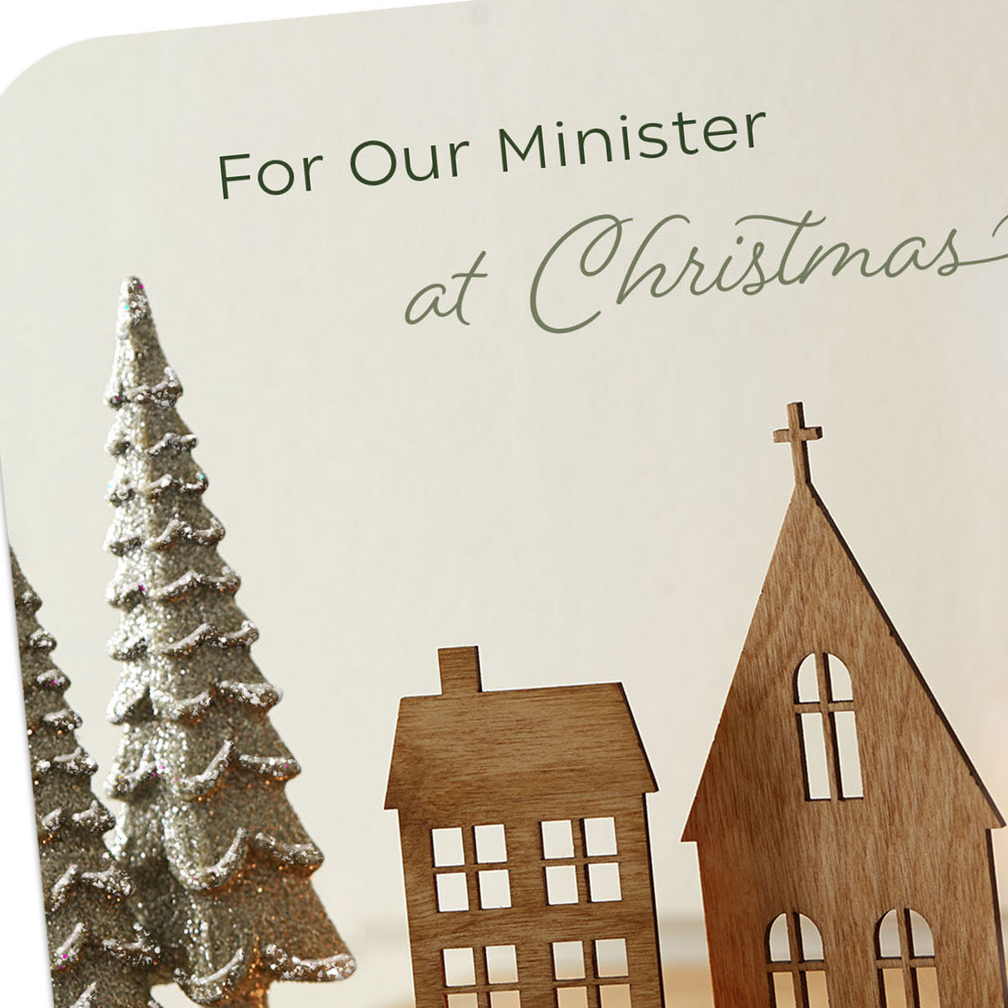 Wooden Church Minister Religious Christmas Card Card Front Detail image number 4