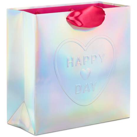 10.4" Happy Heart Day Square Gift Bag, , large