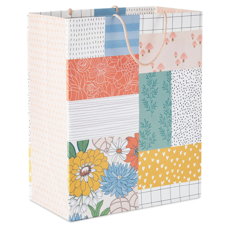 13" Patchwork Floral Large Gift Bag