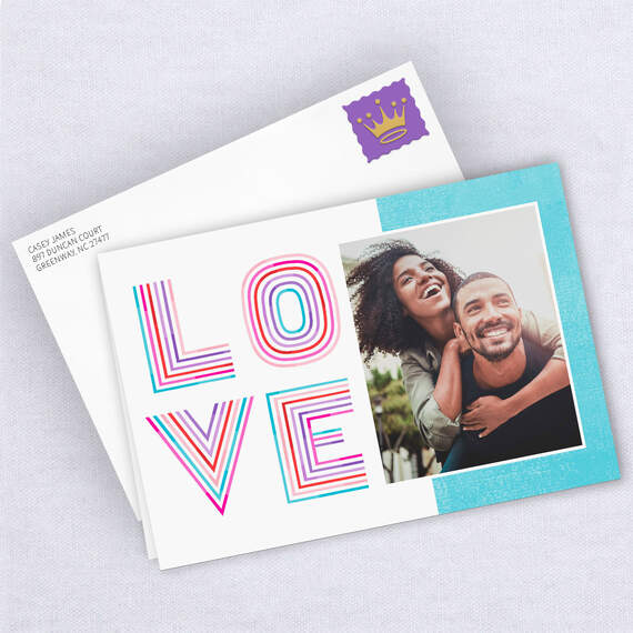 Personalized Rainbow Lettering Love Photo Card, , large image number 4