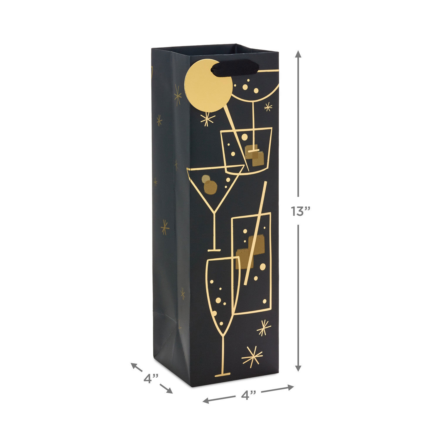 13" Gold Cocktail Glasses Wine Gift Bag for only USD 4.49 | Hallmark