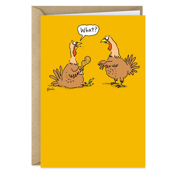 Two Turkeys Surprise Funny Thanksgiving Card, , large image number 1