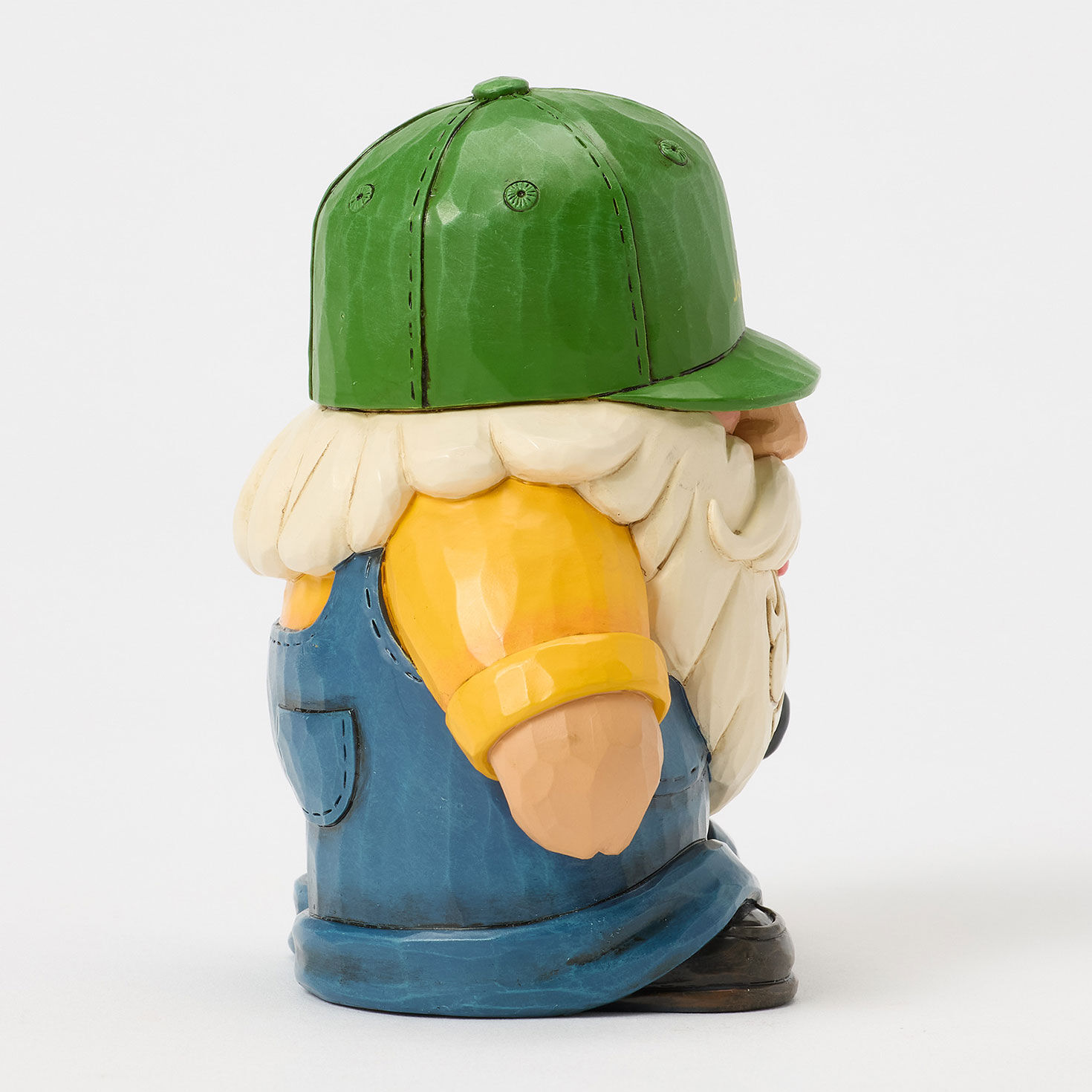 Gnome in John Deere Cap Holding Tractor Figurine side image number 4