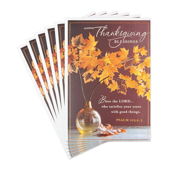 Fall Leaves Religious Thanksgiving Cards, Pack of 6