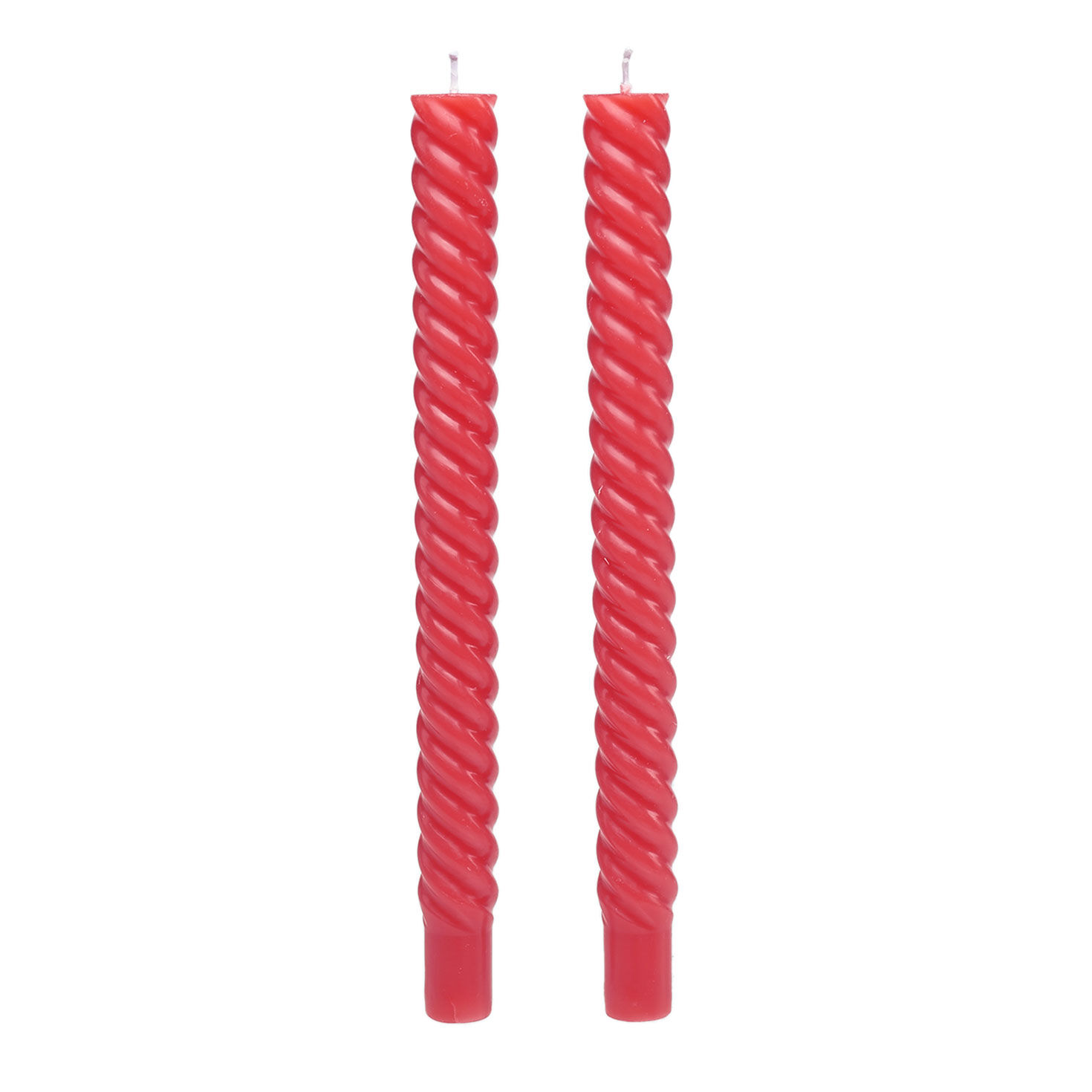 Red Spiral Taper Candles, Set of 2