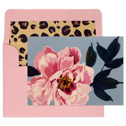 Pink Peony on Gray Blank Note Cards, Box of 10, 