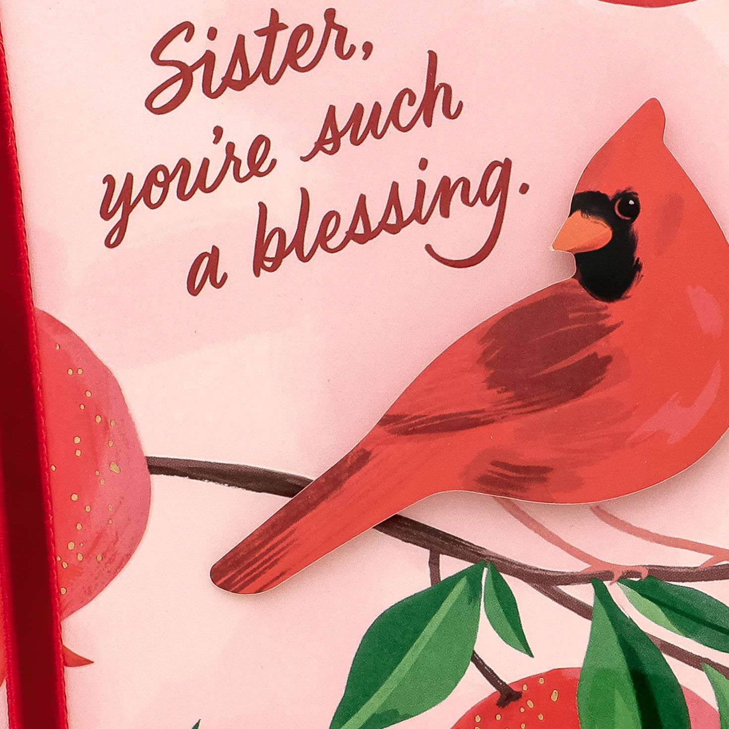 Cardinal Pomegranate Christmas Card for Sister Card Front Detail image number 5