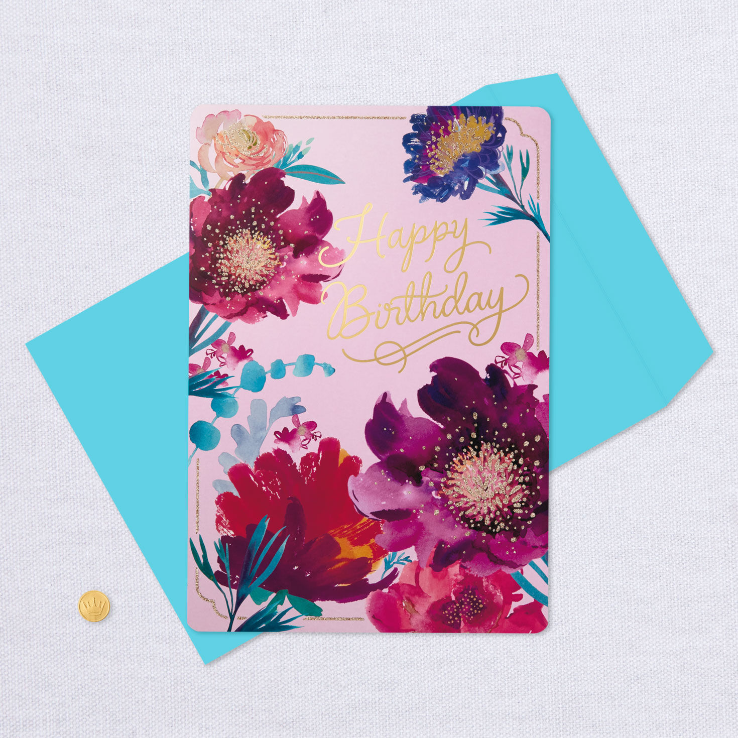 16" Purple Flowers Jumbo Birthday Card, , large image number 5