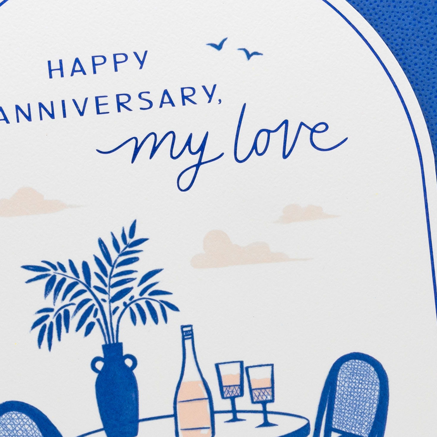 Blue Table and Chairs Anniversary Card Card Front Detail image number 5