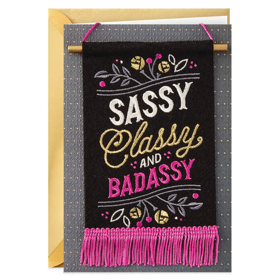Sassy, Classy and Badassy Birthday Card With Removable Banner, , large image number 1