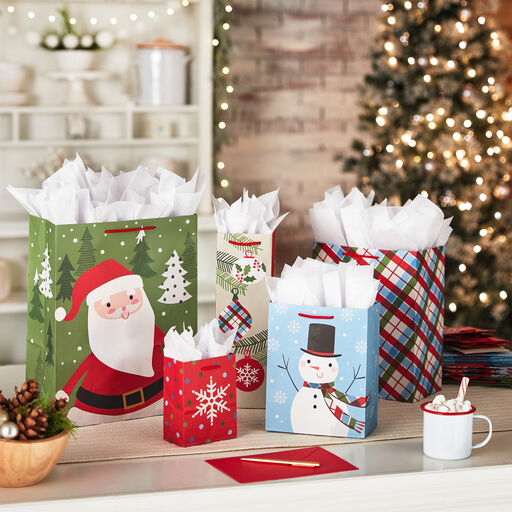 Assorted Sizes and Designs 18-Pack Christmas Gift Bags, 