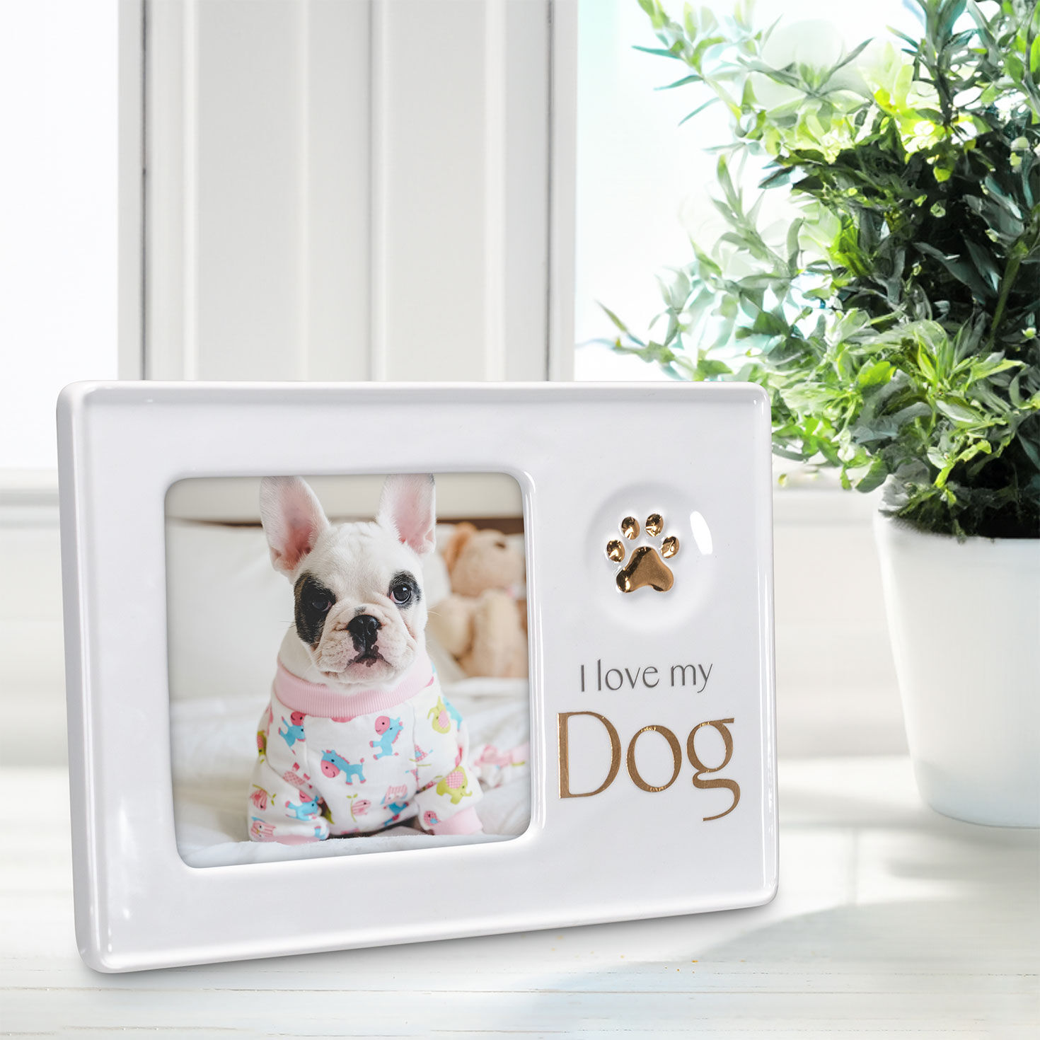 I Love My Dog Ceramic Picture Frame 4x4