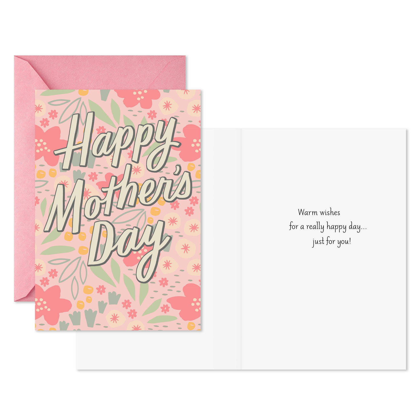 Flowers on Pink and Yellow Mother's Day Cards Pack Card Front with Sentiment image number 2