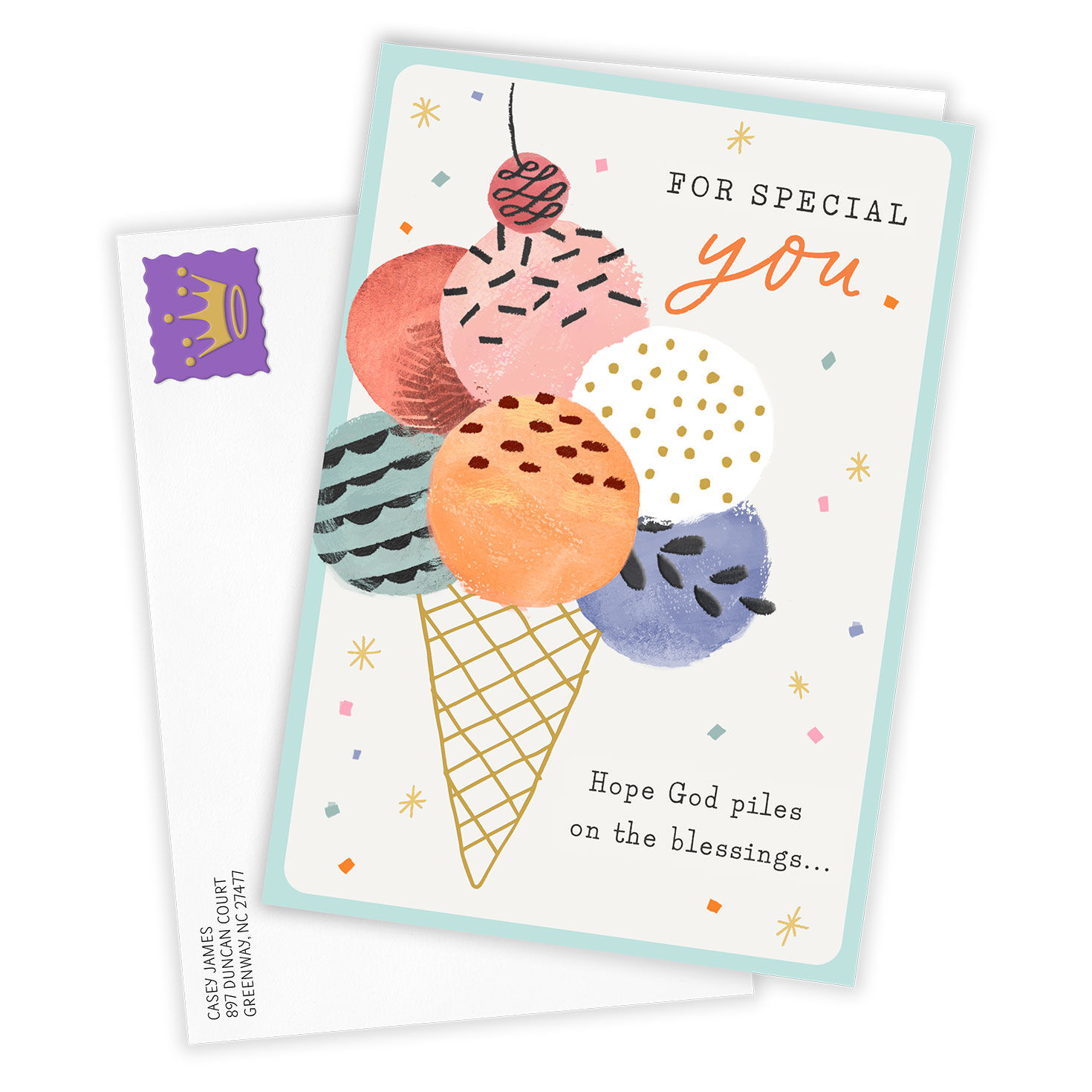 Every Flavor of Blessing Personalized Birthday Card Card Front with Envelope image number 2