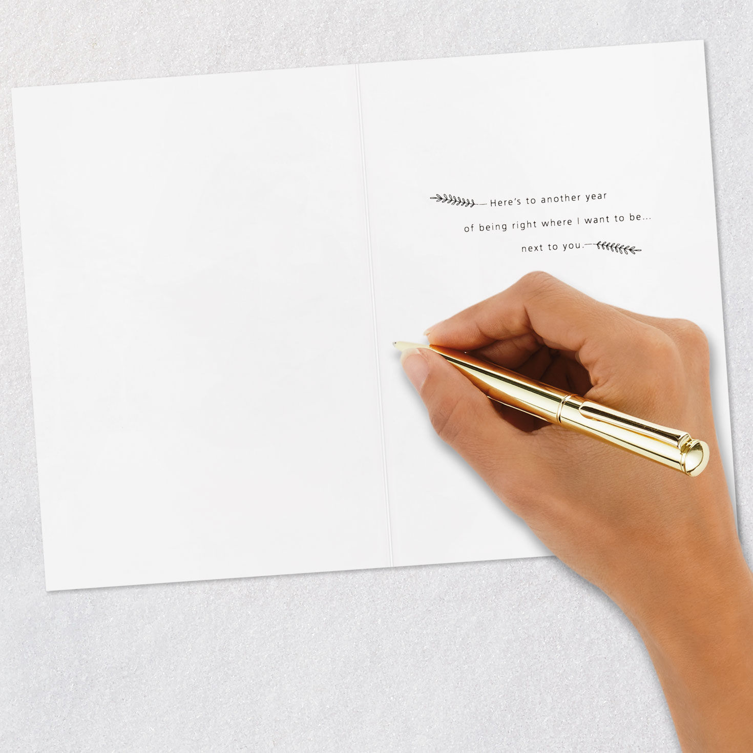 Script Letters and Delicate Leaves Anniversary Card Signing card image number 6