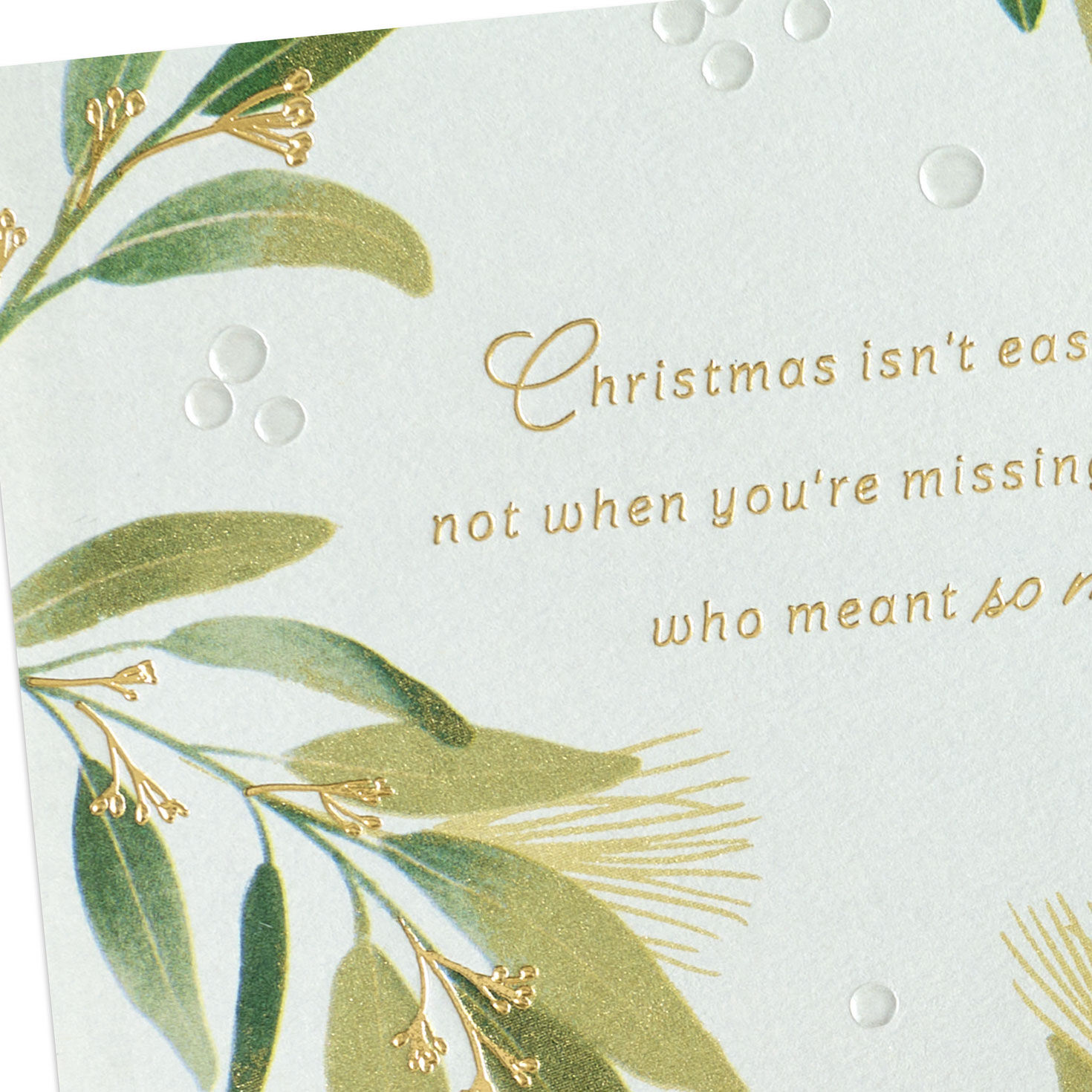 Eucalyptus Boughs on Gray Christmas Sympathy Card Card Front Detail image number 4