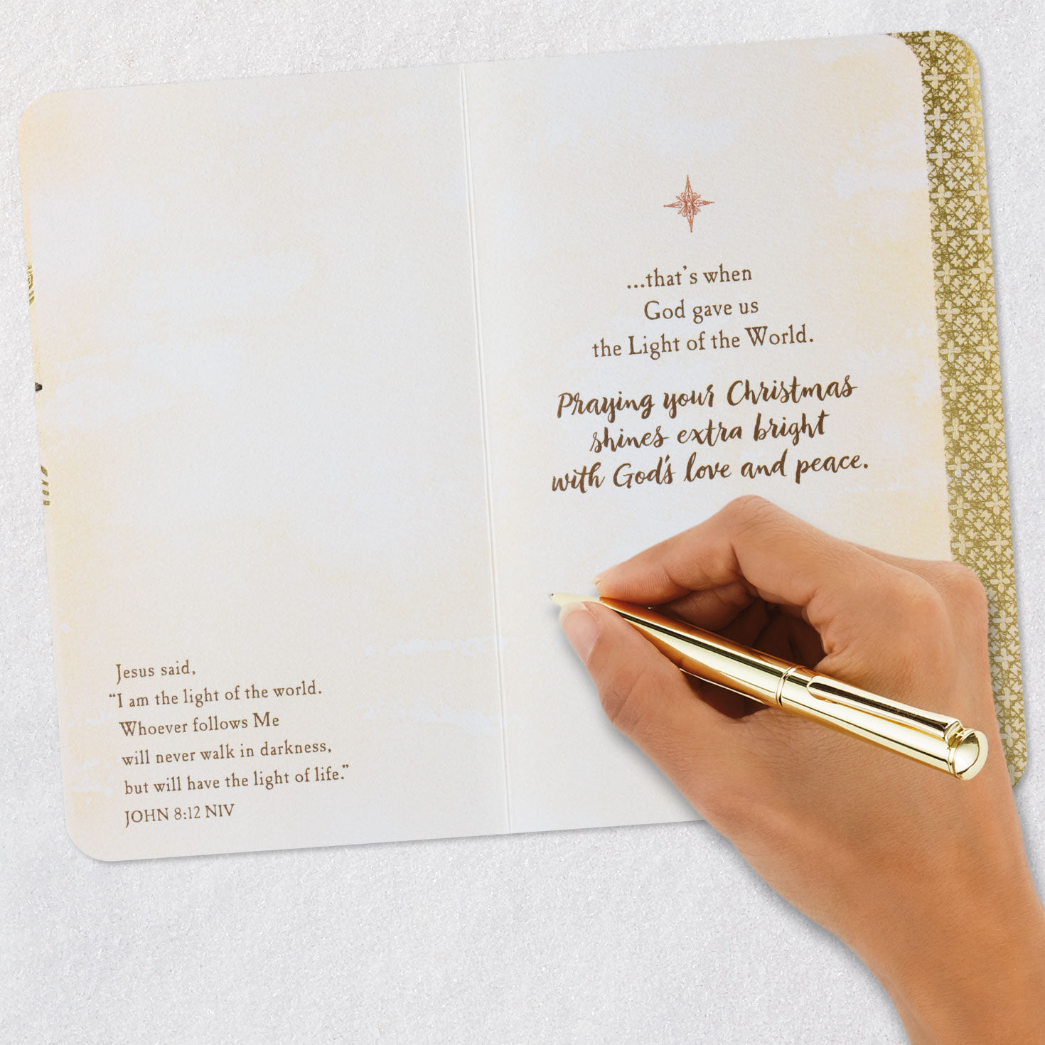 Gold and Silver Star Religious Christmas Card signing card image number 7