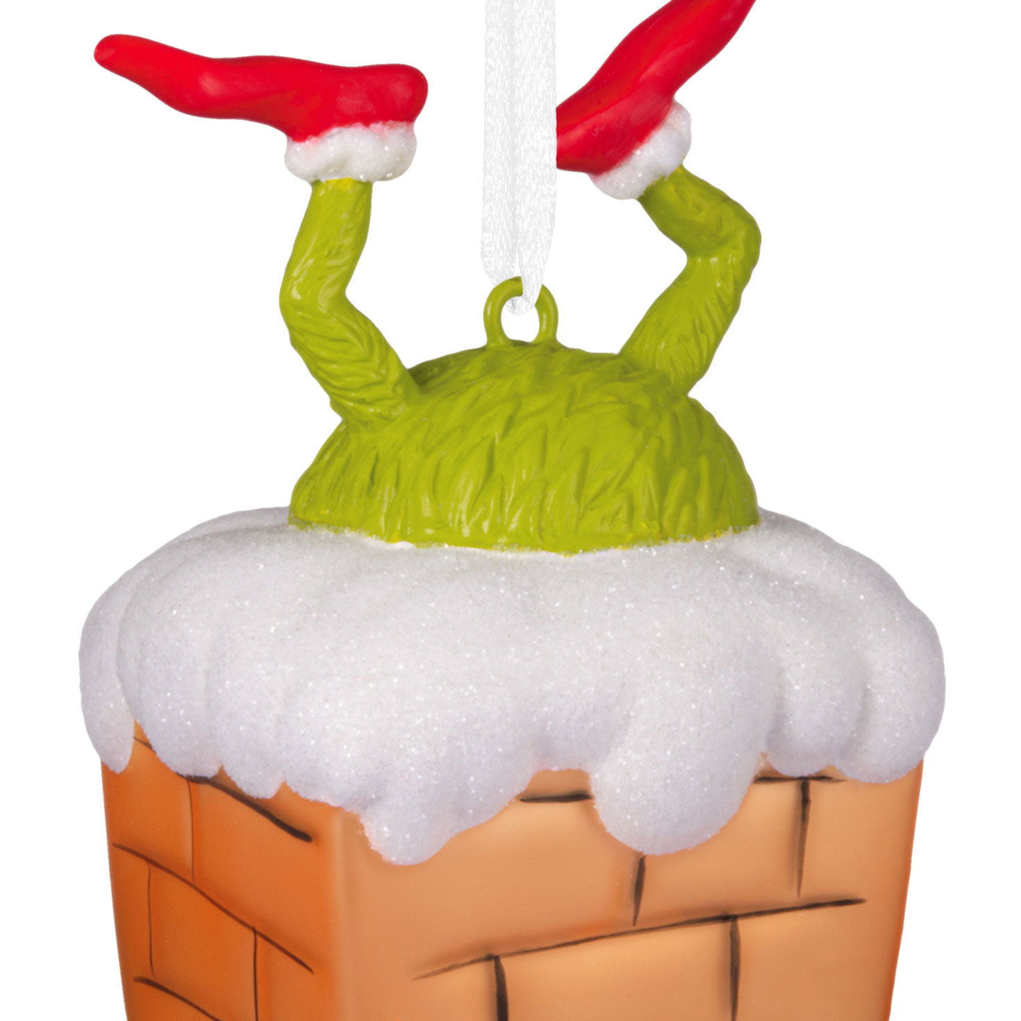 Grinch in Chimney Christmas Ornament upclose detail image number 5